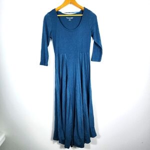 Soft Surroundings Cotton Long Sleeve Turquoise Midi Fit And Flare Dress Size XS
